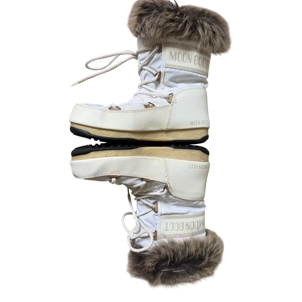 Moon Boot W.E. Monaco Low Women's Winter Boot White Fur US 5 EU 37